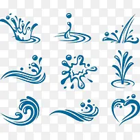 蓝色矢量水滴浪花