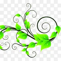 绿色卡通树叶装饰手绘