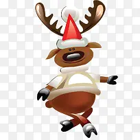卡通带红帽子的圣诞小鹿免扣素材