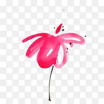 一朵手绘粉色花