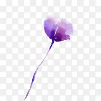 手绘紫色水彩梦幻花朵装饰