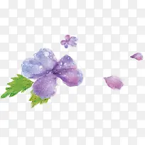 手绘水彩紫色漂浮花朵