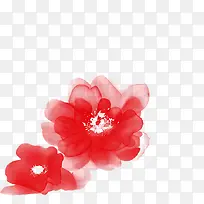红色手绘水彩花朵装饰