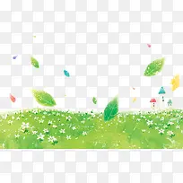水彩树叶和花朵