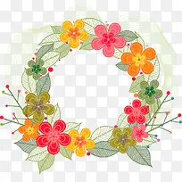 手绘花朵花圈底纹