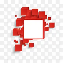 抽象几何红色方块