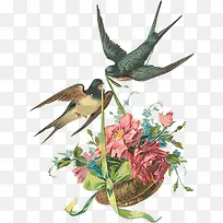 古典手绘花篮