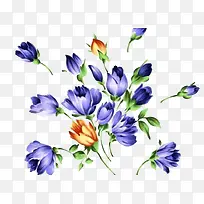 手绘蓝色花朵素材