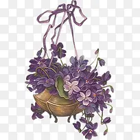 古典怀旧紫色花篮
