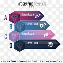 彩色立体图形矢量图表