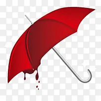 矢量红色滴血的伞