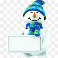 蓝色帽子雪人景观