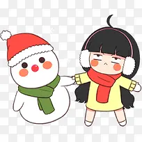 卡通小女孩雪人图标