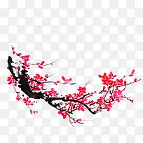 中国风红色梅花树枝装饰