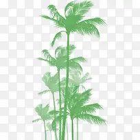 扁平手绘绿色的大树棕榈树大树