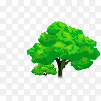 绿色卡通水彩绘画大树