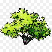 手绘绿色植物大树