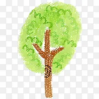 手绘绿色创意插画大树
