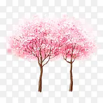 梦幻手绘春天粉色大树