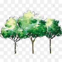绿色大树手绘环境素材