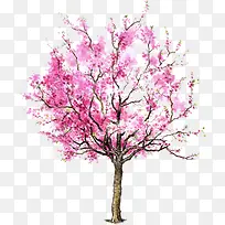 粉色墨迹大树装饰