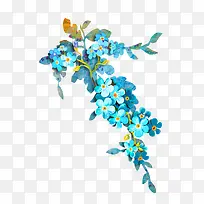 蓝色小清新花朵装饰图案