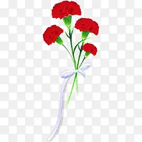 红色手绘康乃馨花朵设计