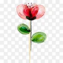 手绘水墨红色花朵图案