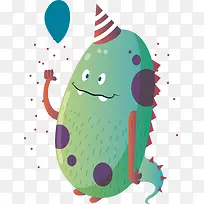 带着生日帽的可爱怪兽