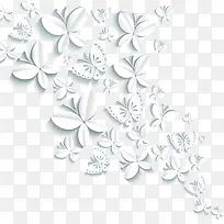 创意高清白色的花卉蝴蝶纹理