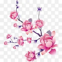 手绘粉紫色花朵海报