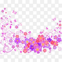紫色唯美花朵蝴蝶设计