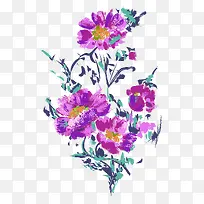 紫色水彩花