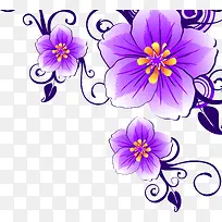 紫色唯美手绘花朵植物装饰