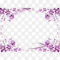 紫色对称花朵边框