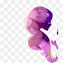 紫色手绘花朵母亲创意