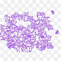 温暖紫色花朵蝴蝶