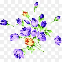 紫色唯美水彩花朵设计