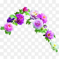 粉紫色花朵绿叶装饰