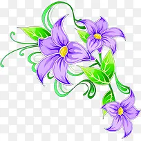 紫色手绘花朵春天植物
