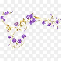 春天清新紫色手绘花朵