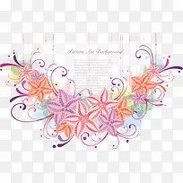 五角花彩色英文底纹
