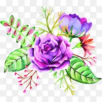 手绘紫色美丽花朵装饰
