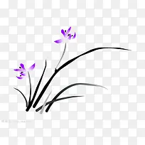紫色水墨花朵装饰