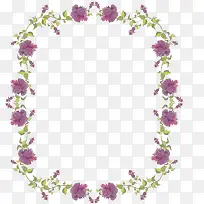 创意合成紫色的手绘花卉素材边框