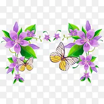 紫色手绘花朵蝴蝶边框