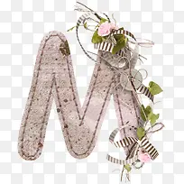 花卉装饰字母M