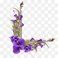 紫色花朵树枝边框
