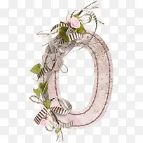 花卉装饰数字0