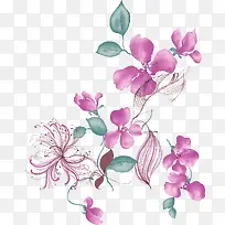 手绘紫色花卉漂亮贺卡